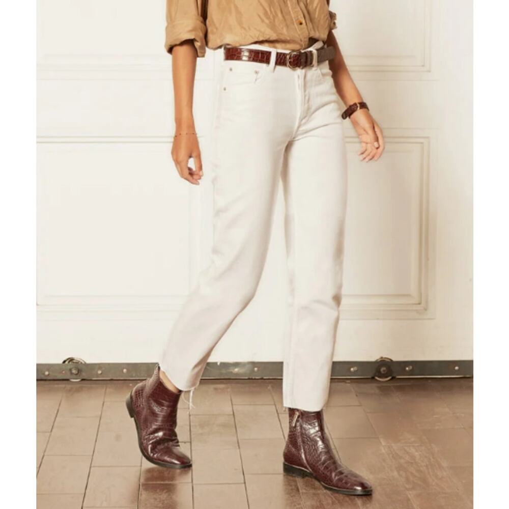 Boyish The Tommy High Rise Straight Leg Jeans White Women's Sz 28 Casual Neutral